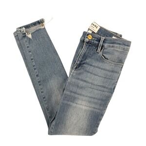 FRAME Le High Skinny Jeans  Light Wash Distressed‎ Ankle Raw Hem Women's Size 25